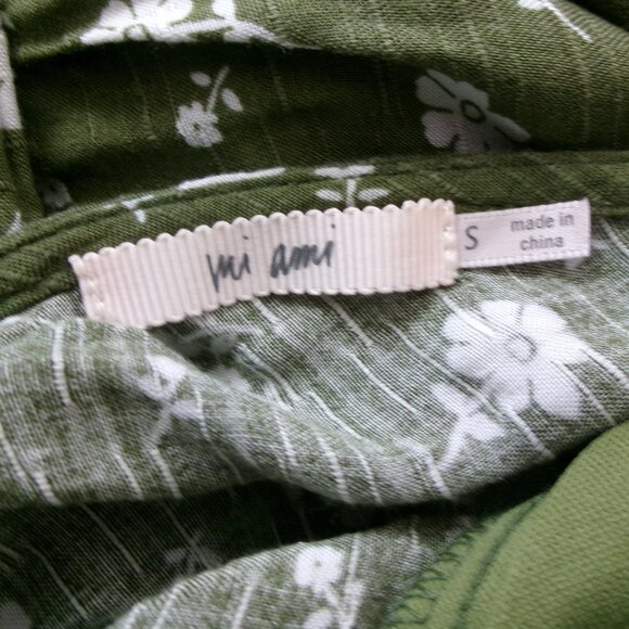 MIAMI Olive Army Green & White Floral Fit and Flare Romper S Surplice Tie Belt - Picture 8 of 12